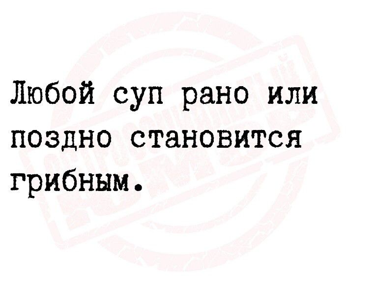 Любой суп рано или поздно становится грибным