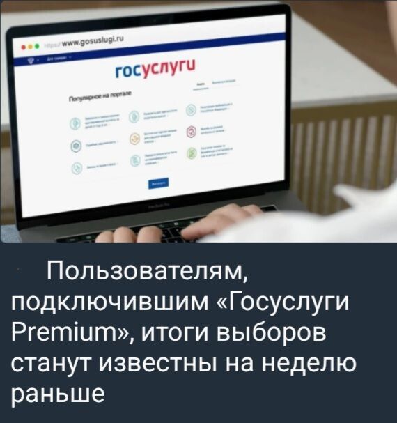 Пользователям подключившим Госуслуги Ргетіит итоги выборов станут известны на неделю раньше