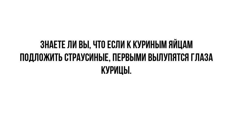 ЗНАЕТЕ ЛИ ВЫ ЧШ ЕСЛИ К КУРИНЫМ ПЙЦАМ ПВПЛПЖИТЬ СТРАУСИНЫЕ ПЕРВЫМИ ВЫЛУППТСП ГЛАЗА КУРИЦЫ