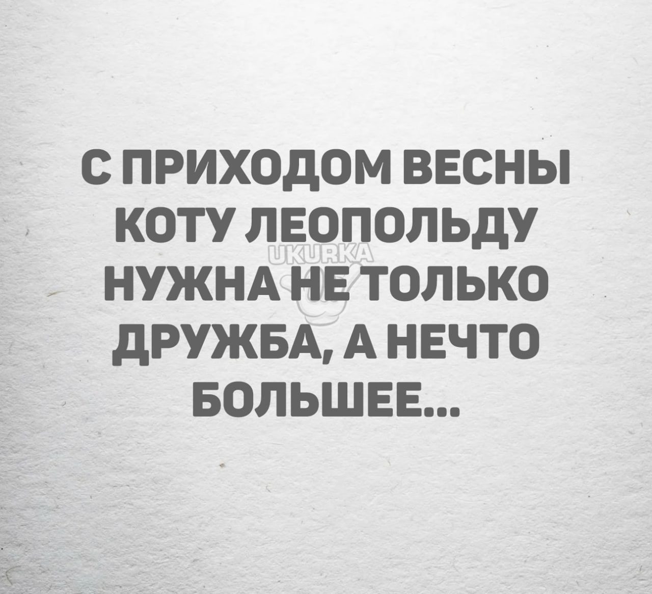 С ПРИХОДОМ ВЕСНЫ КОТУ ЛЕОПОЛЬдУ НУЖНА НЕ ТОЛЬКО дРУЖБА А НЕЧТО БОЛЬШЕЕ