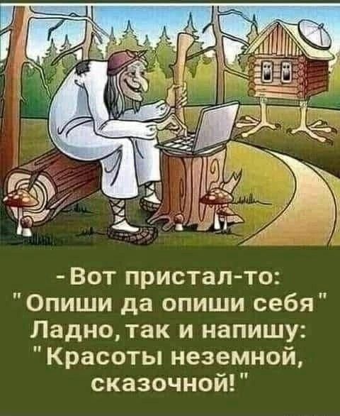 Вот пристал то Опиши да опиши себя Ладнотак и напишу Красоты неземной сказочной