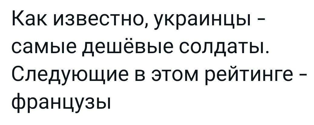 Как известно украинцы самые дешёвые солдаты Следующие в этом рейтинге французы