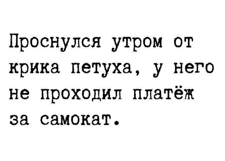 Проснулся утром от крика петуха у него не проходил платёж за самокат