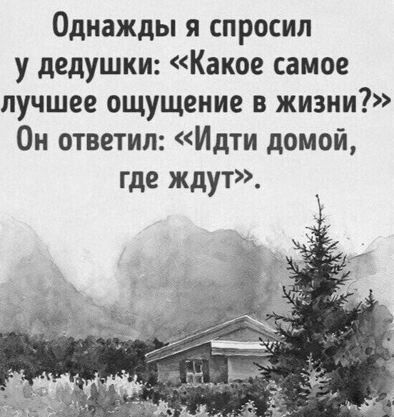 Однажды я спросил у дедушки Какое самое лучшее ощущение в жизни Он ответил Идти домой где ждут