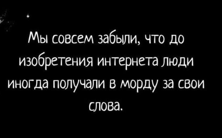 Мы совсем забыли что до изобретения интернета люди иногда получали в морду за свои слова