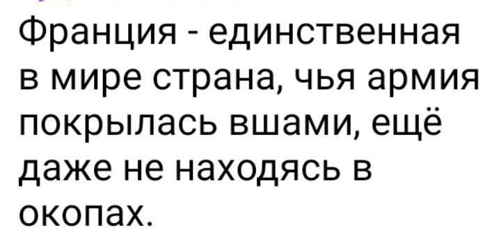 Франция единственная в мире страна чья армия покрылась вшами ещё даже не находясь в окопах