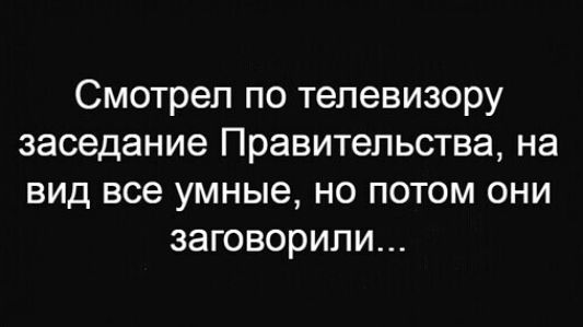 Смотрел по телевизору заседание Правительства на вид все умные но потом они заговорили