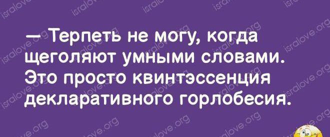 Терпеть не могу когда щеголяют умными словами Это просто квинтэссенция декларативного горлобесия