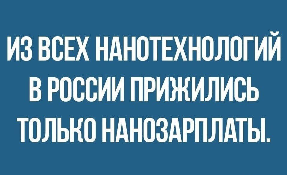 ИЗ ВСЕХ НАНОТЕХНОЛОГИЙ В РОССИИ ПРИЖИЛИОЬ ТОЛЬКО НАНОЗАРПЛАТЫ