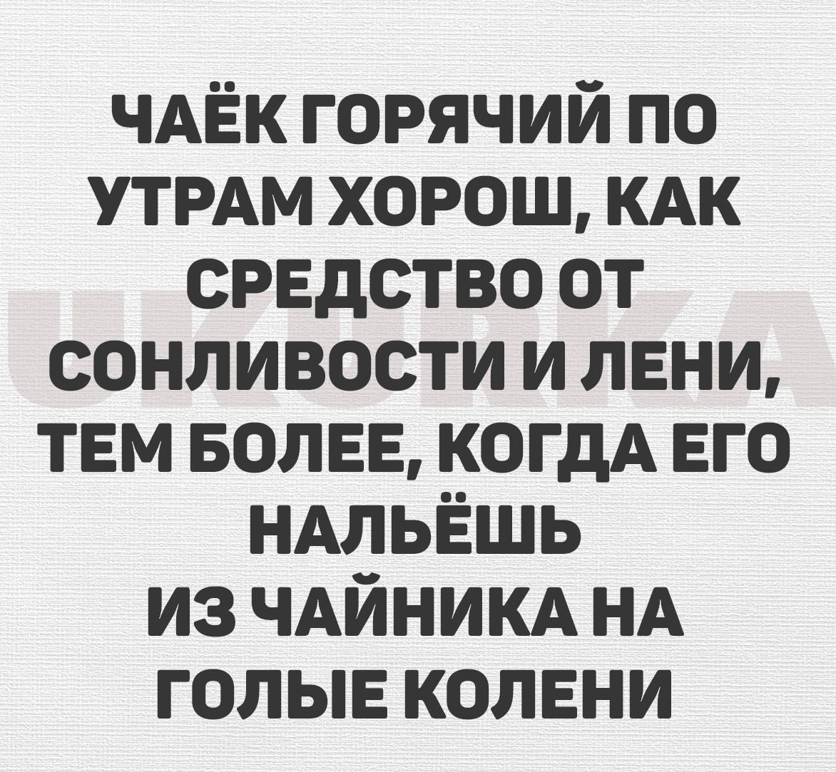 ЧАЁК горячий по утрдм хорош КАК средство от сонливости и пени твм волен когдА вго НАЛЬЁШЬ из чдйникд НА голыв колени