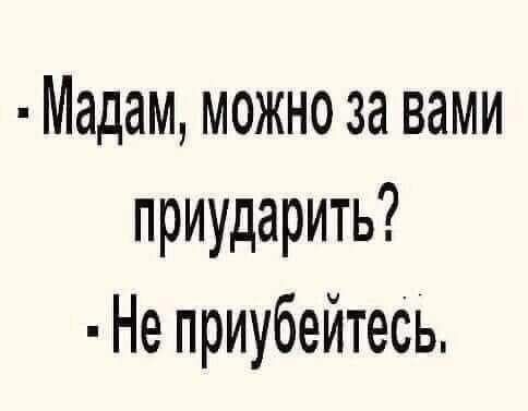 Мадам можно за вами приударить Не приубейтесь