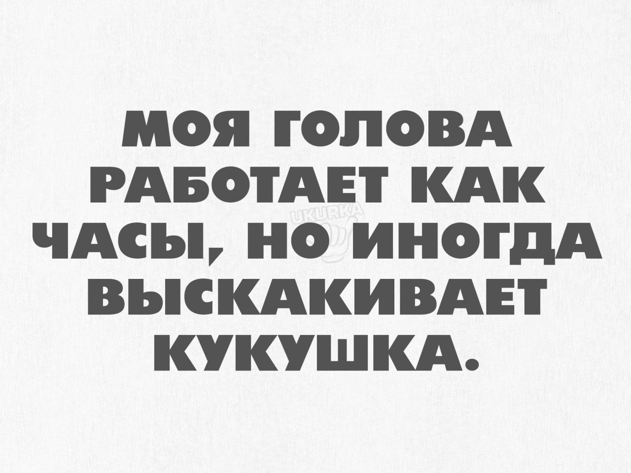 МОЯ ГОЛОВА РАБОТАЕТ КАК ЧАСЪЬ НО ИНОГДА ВЪККАКИВАЕТ КУКУШКА