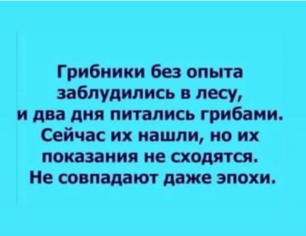 Грибиики без опыта заблудились лесу и два дня питались грибами Сейчас их нашли по их показания не сходятся Не совпадают даже эпохи