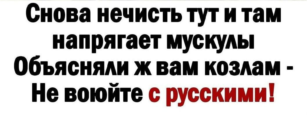 Снова нечисть тут и там напрягает мускулы объясняли ж вам козлам Не воюйте и