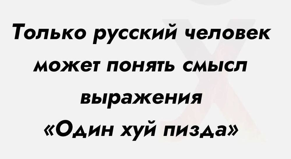 Только русский человек может ПОНЯТЬ СМЬСП выражения Один хуй пизда