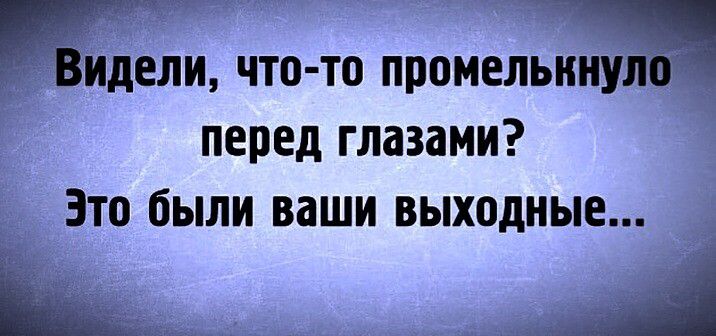 идели чта то промелышу перед глазами Это были ваши выходные