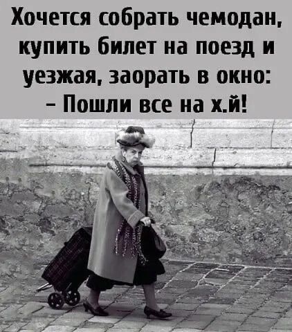 Хочется собрать чемодан купить билет на поезд и уезжая заорать в окно Пошли все но хй