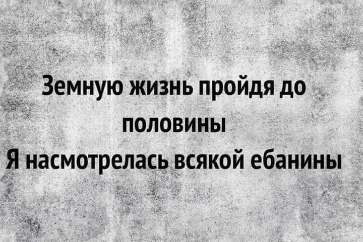_ Земную жизнь пройдя до половины Я иасмотрелась всякой ебанины