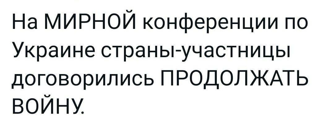 На МИРНОЙ конференции по Украине страны участницы договорились ПРОДОЛЖАТЬ ВОЙНУ