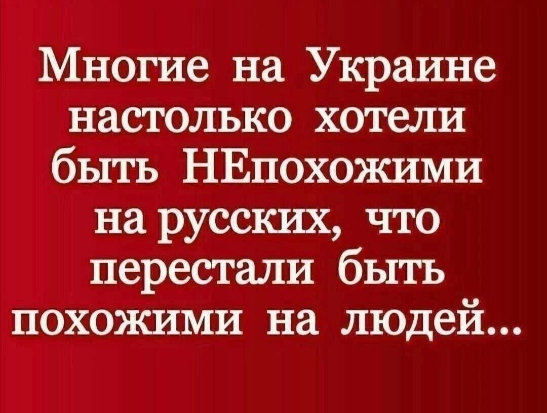 Многие на Украине настолько хотели быть НЕпохожими на русских что перестали быть похожими на людей