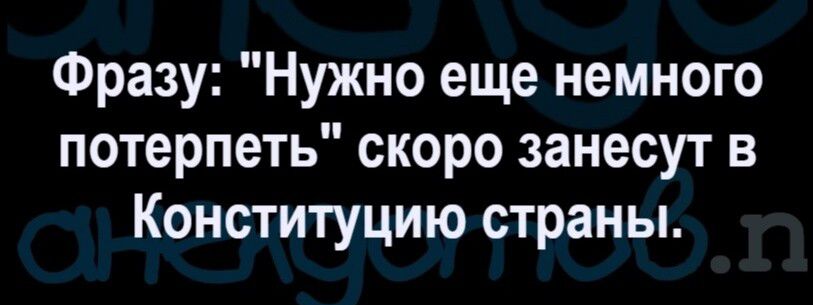 Фразу Нужно еще немного потерпеть скоро занесут в Конституцию страны