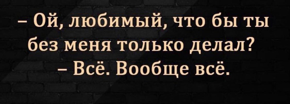 Ой любимый что бы ты без меня только делал Всё Вообще всё