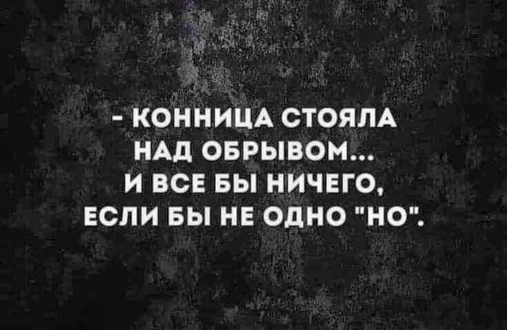 КОННИЦА СТОЯЛА НАД ОБРЫВОМ И ВСЕ БЫ НИЧЕГО ЕСЛИ Вы НЕ ОДНО НО