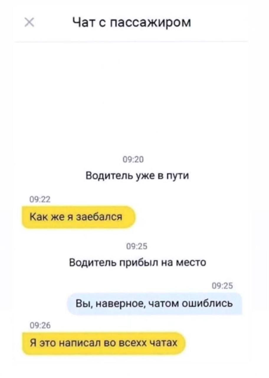 Чат О пассажиром из 20 Водитель уже в пути оч 72 П 1 5 Водиувпь прибыл на место пч 25 Вы наверное чатом ошиблись 09 25