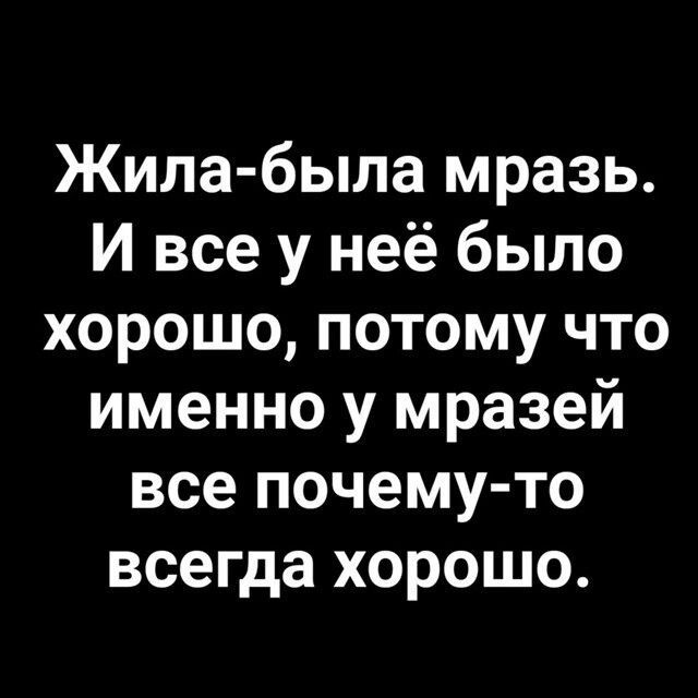 Жила была мразь И все у неё было хорошо потому что именно у мразей все почему то всегда хорошо