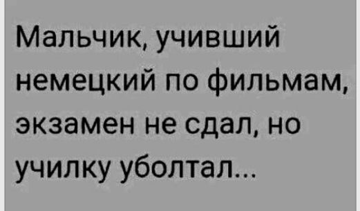 Мальчик учивший немецкий по фильмам экзамен не сдал но училку уболтал