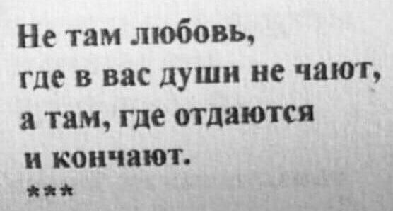 Не там любовь где в вас души не чают а там где отдаются и кончают