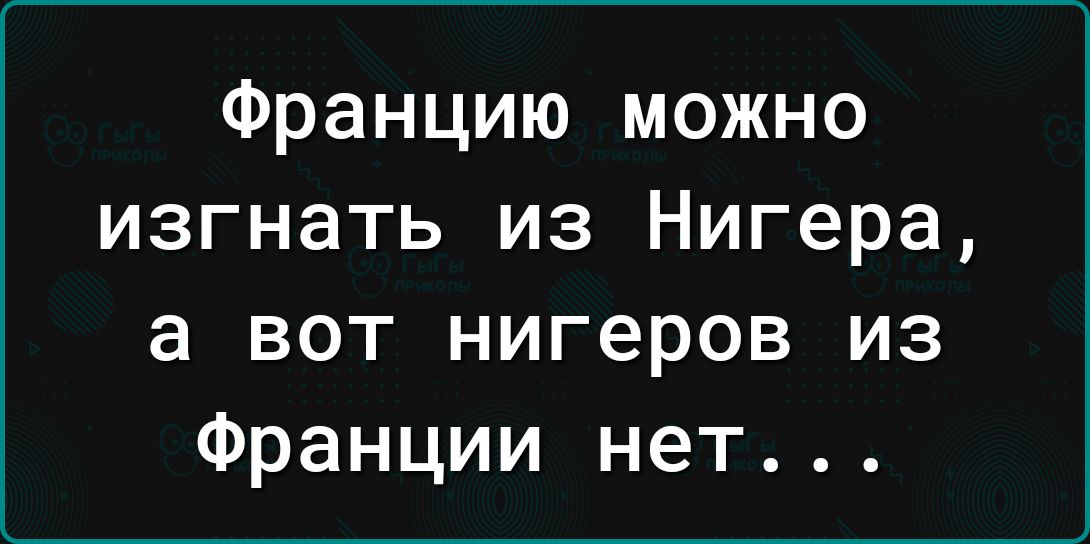 Францию можно изгнать из Нигера а вот нигеров из Франции нет