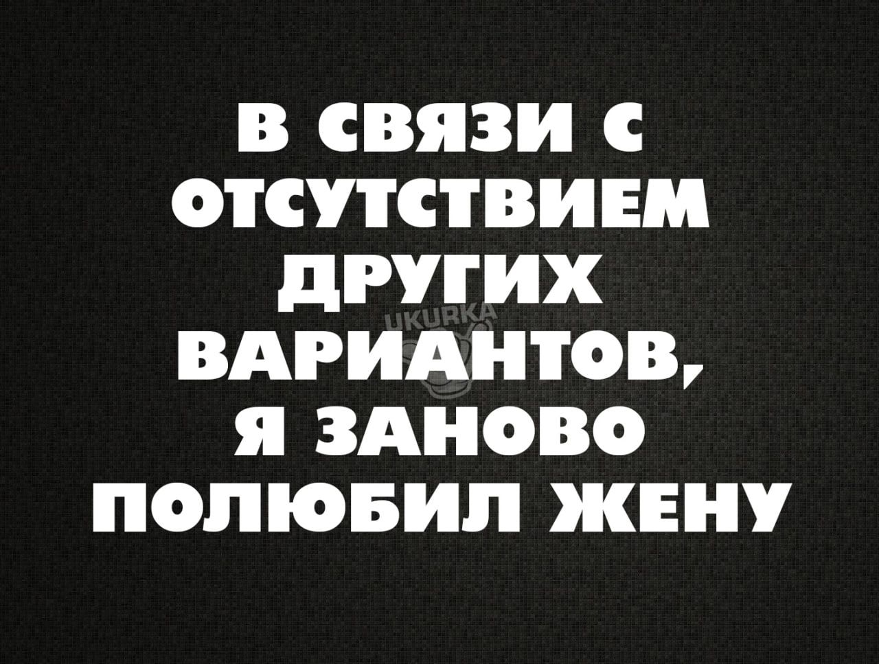 В сВЯЗИ с ОТСУТСТВИЕМ ДРУГИХ ВАРИАНТОВ Я ЗАНОВО ПОЛЮБИЛ ЖЕНУ