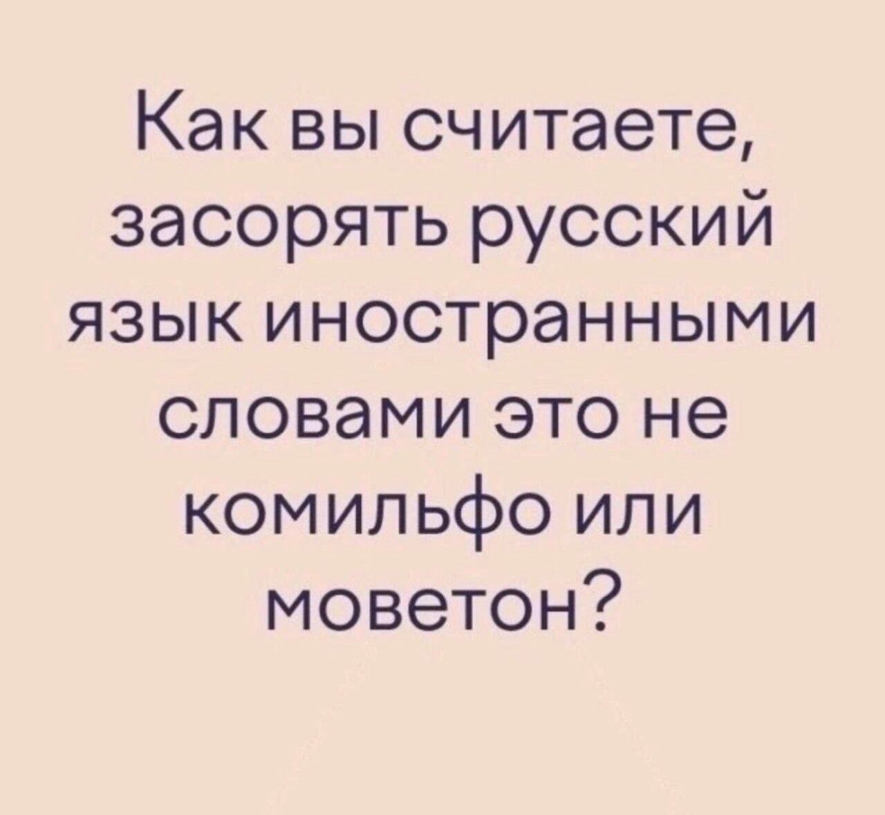 Как вы считаете засорять русский язык иностранными словами это не комильфо или моветон