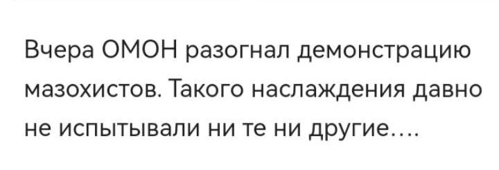 Вчера ОМОН разогнал демонстрацию мазохистов Такого наслаждения давно не испытывали ни те ни другие