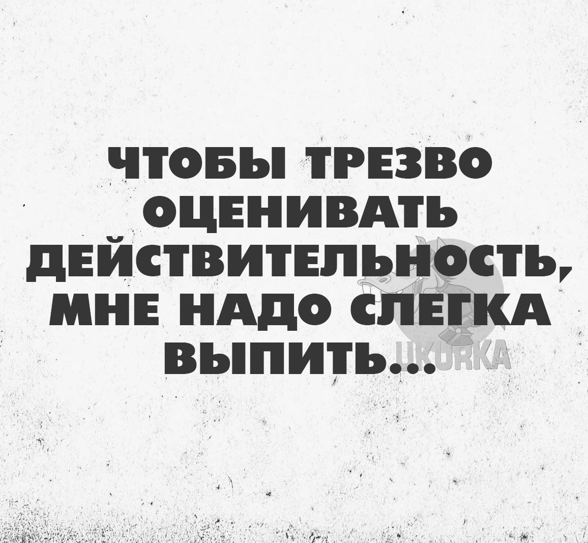 ЧТОБЫ ТРЕЗВО ОЦЕНИВАТЬ ДЕИСТВИТЕЛЬНОСТЬ МНЕ НАДО СЛЕГКА выпить