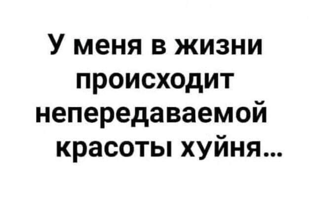 У меня в жизни происходит непередаваемой красоты хуйня