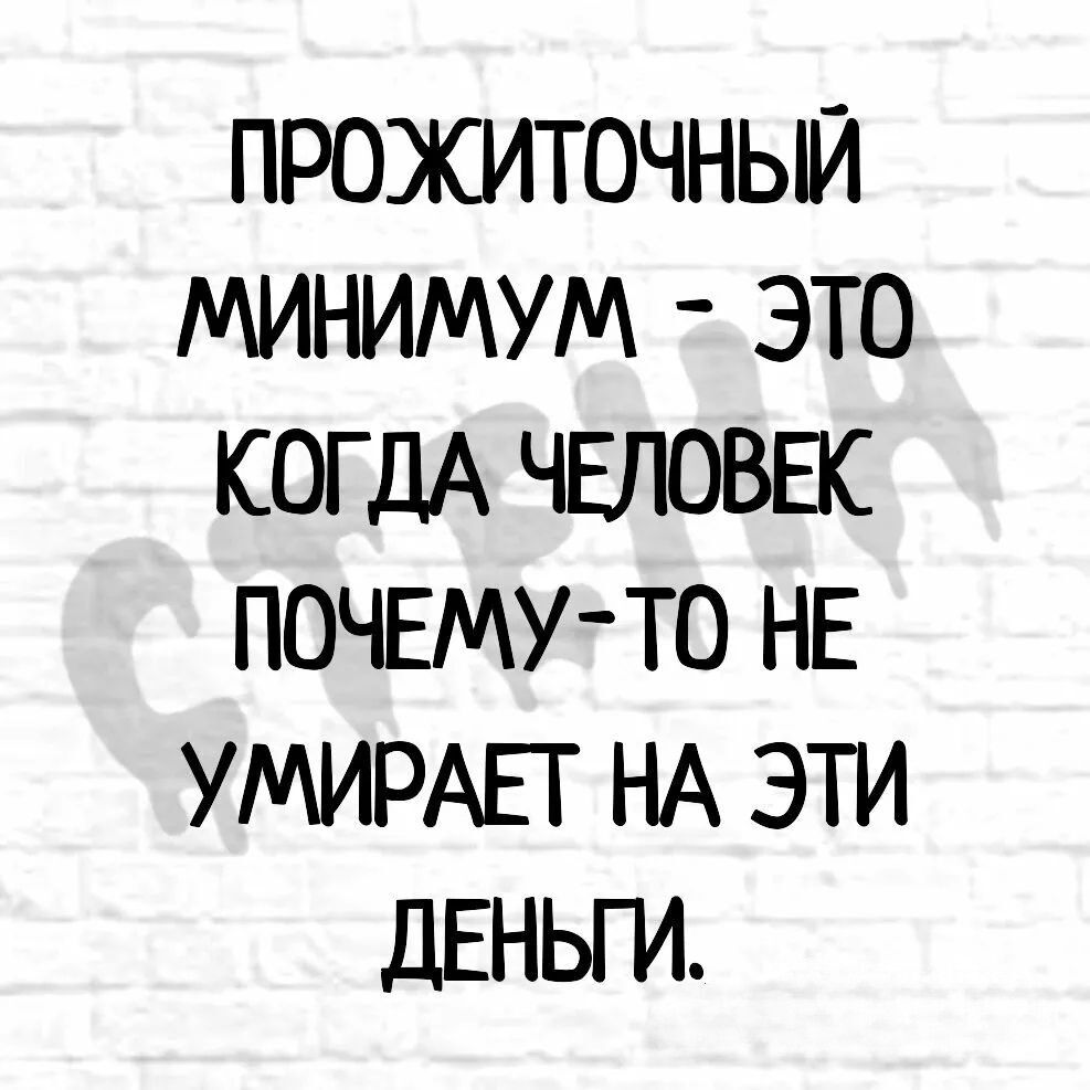 ПРОЖИТОЧНЫЙ МИНИМУМ ЭТО КОГДА ЧЕЛОВЕК ПОЧЕМУ ТО НЕ УМИРАЕТ НА ЭТИ ДЕНЫГИ