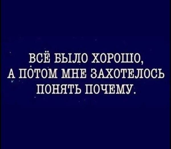 ВСЁ БЫЛО ХОРОШО А ПОТОМ МНЕ ЗАХОТЕЛОСЬ ПОНЯТЬ ПОЧЕМУ