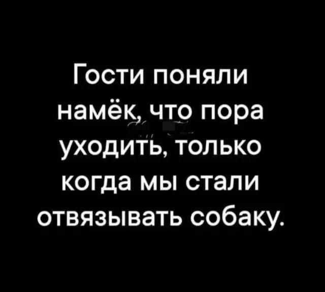 Гости поняли намёк что пора уходить только когда мы стали отвязывать собаку