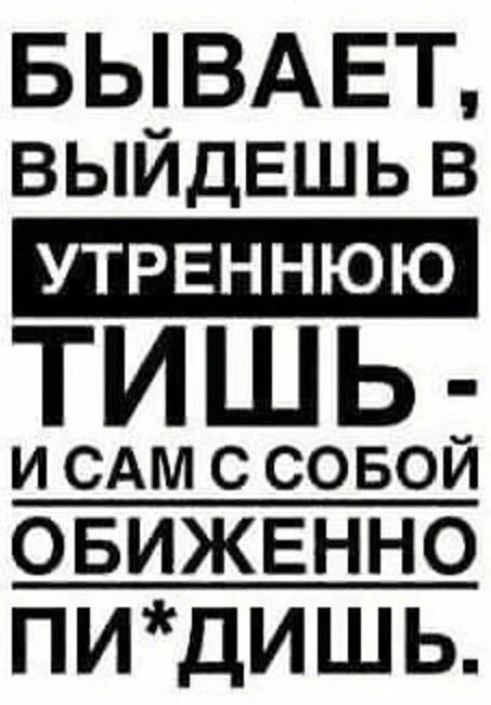 БЫВАЕТ ВЫИДЕШЬ В ТИШЬ И САМ ССОБОЙ ОБИЖЕННО ПИДИШЬ