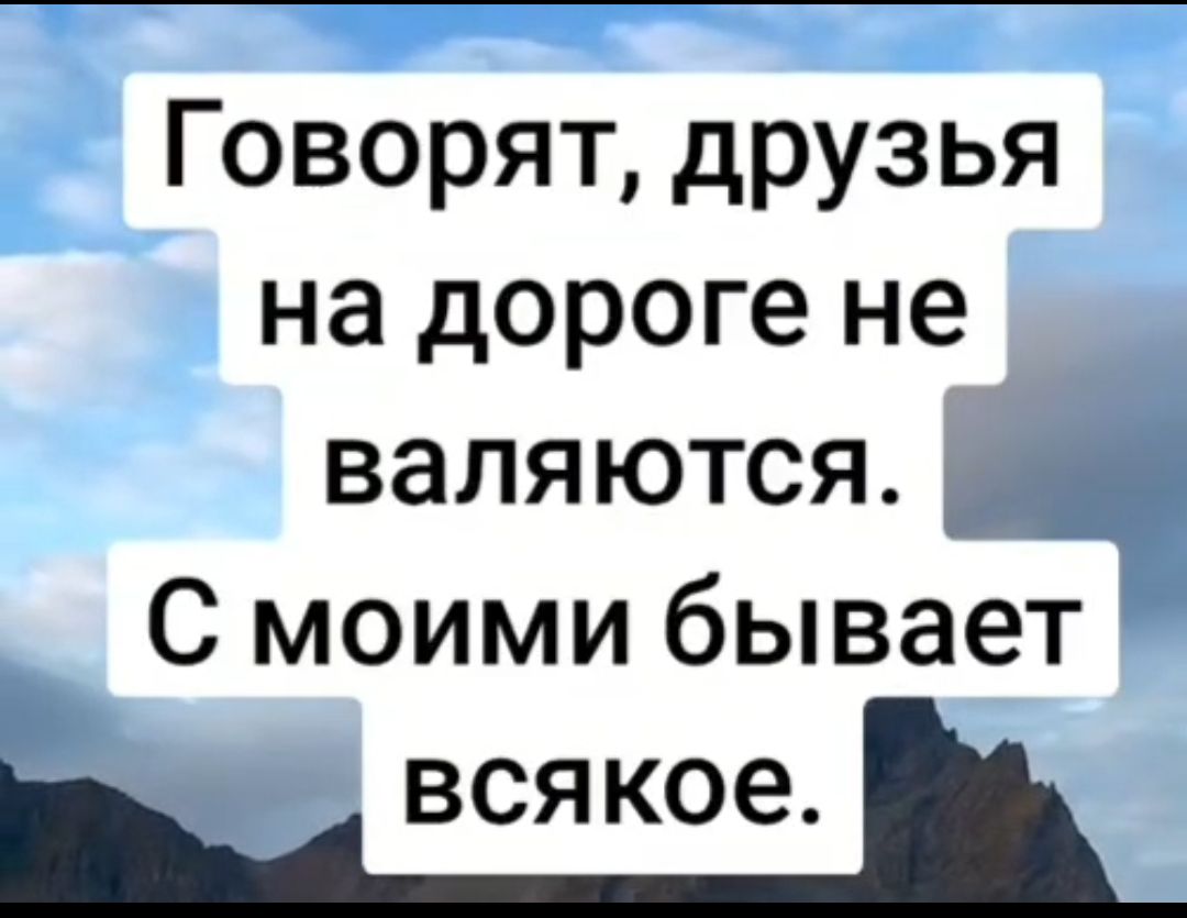 Говорят друзья на дороге не валяются Ч С моими бывает ь всякое