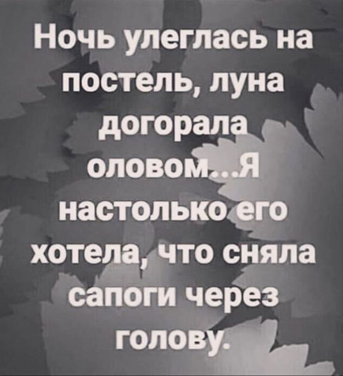 Ночь улеглась на постель луна догорал олово настолько хотелачто сняла сапоги через гоповшу