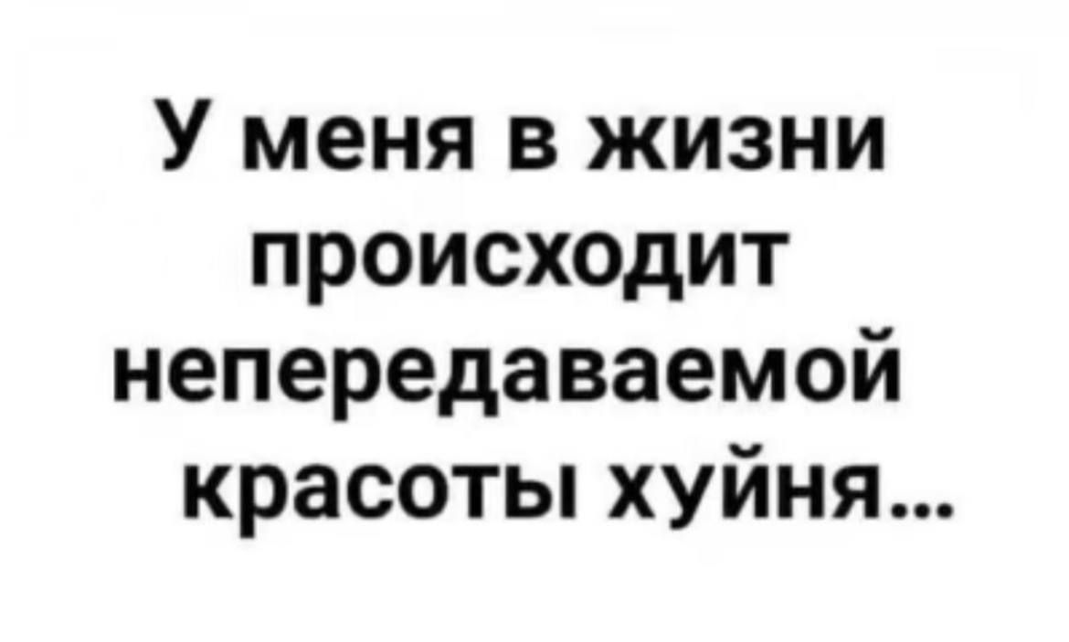 У меня в жизни происходит непередаваемой красоты хуйня