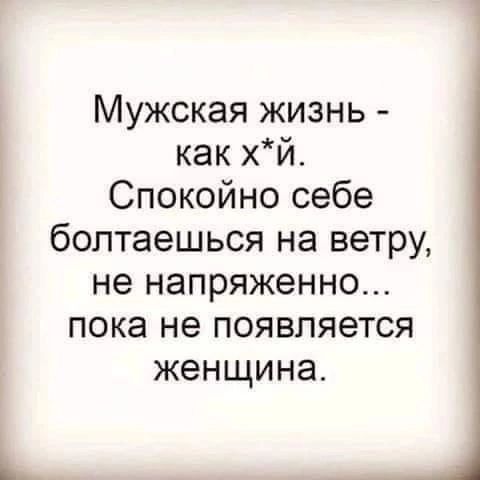 Мужская жизнь как хй Спокойно себе болтаешься на ветру не напряженно пока не появляется женщина