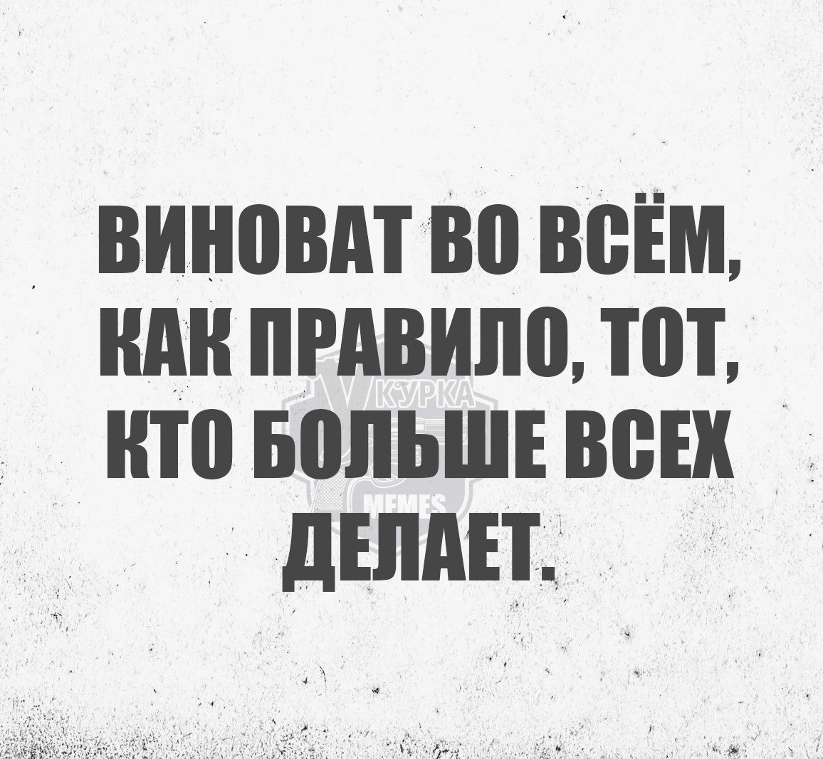 ВИНОВАТ ВО ВСЁМ КАК ПРАВИЛО ТОТ КТО БОЛЬШЕ ВСЕК ДЕЛАЕТ