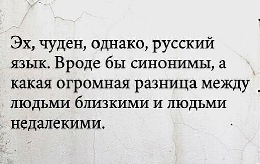 Эх чуден однако русский язык Вроде бы синонимы а какая огромная разница между _ людьми близкими и людьми недалекими