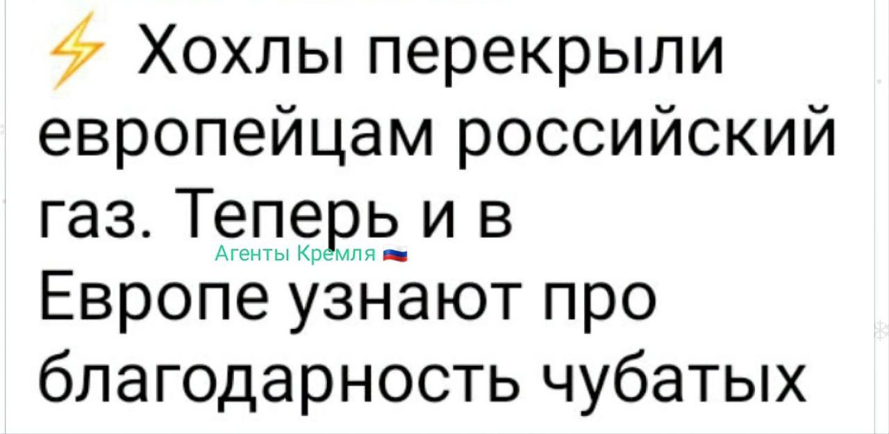 Хохлы перекрыли европейцам российский газ Теперь и в Европе узнают про благодарность чубатых