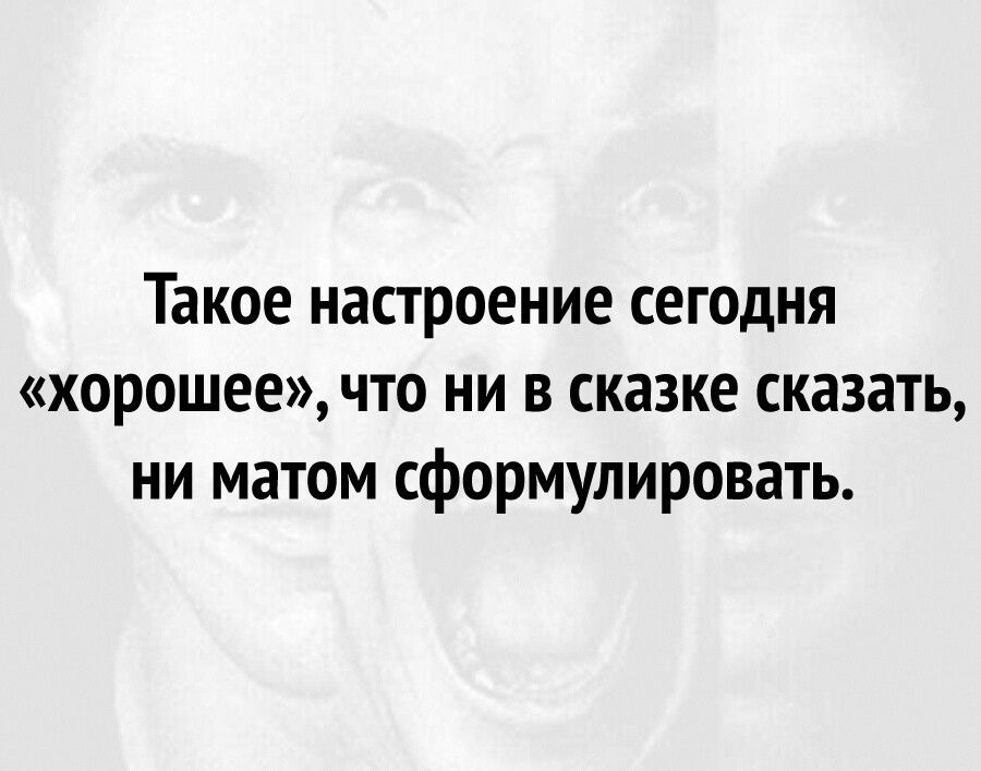 Такое настроение сегодня хорошее что ни в сказке сказать ни матом сформулировать