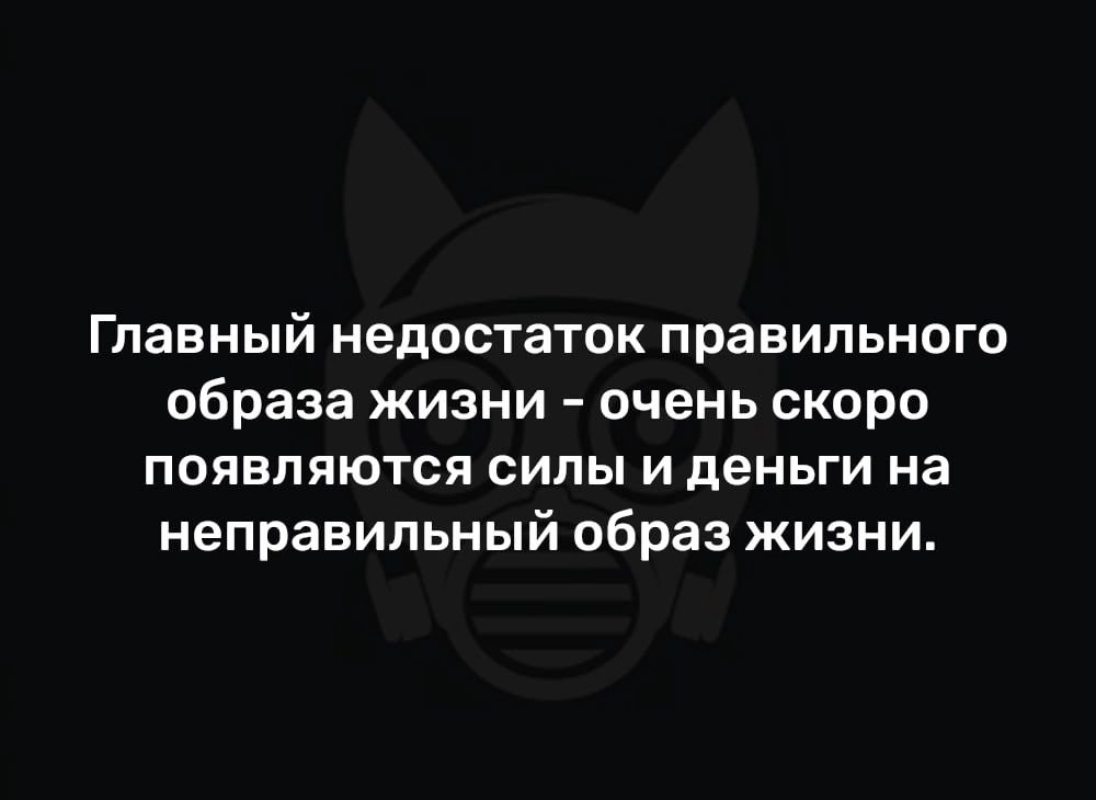 Главный недостаток правильного образа жизни очень скоро появляются силы и деньги на неправильный образ жизни